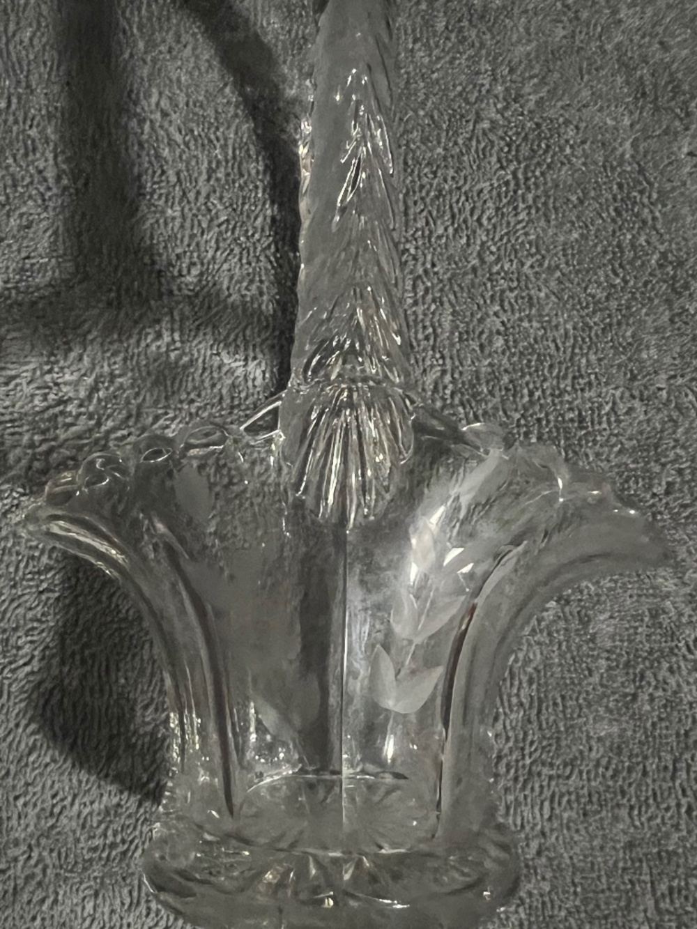 Vintage Duncan & Miller "Brides Basket" Clear Glass, Floral with Twisted Handle